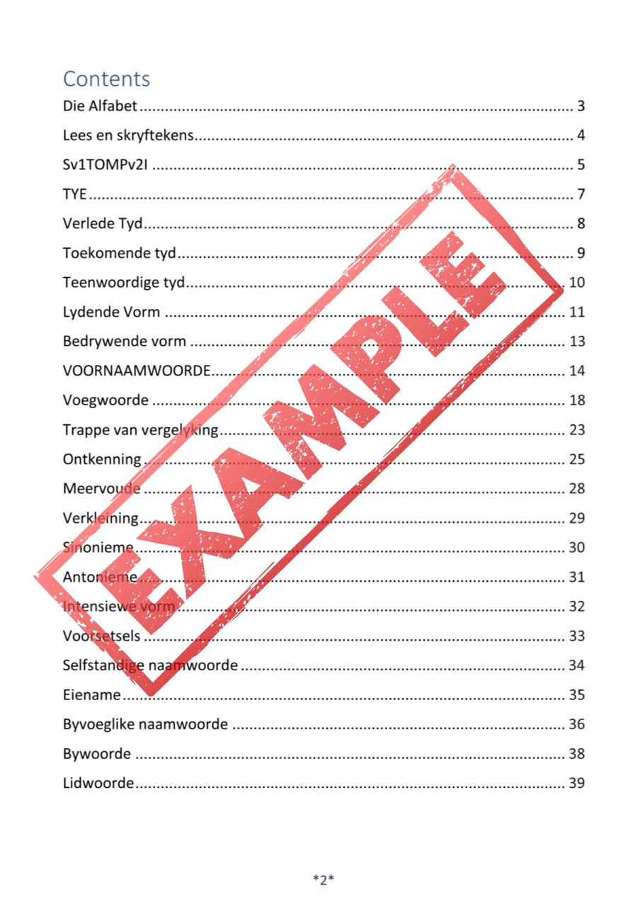 Afrikaans Taal Basic Rule Book